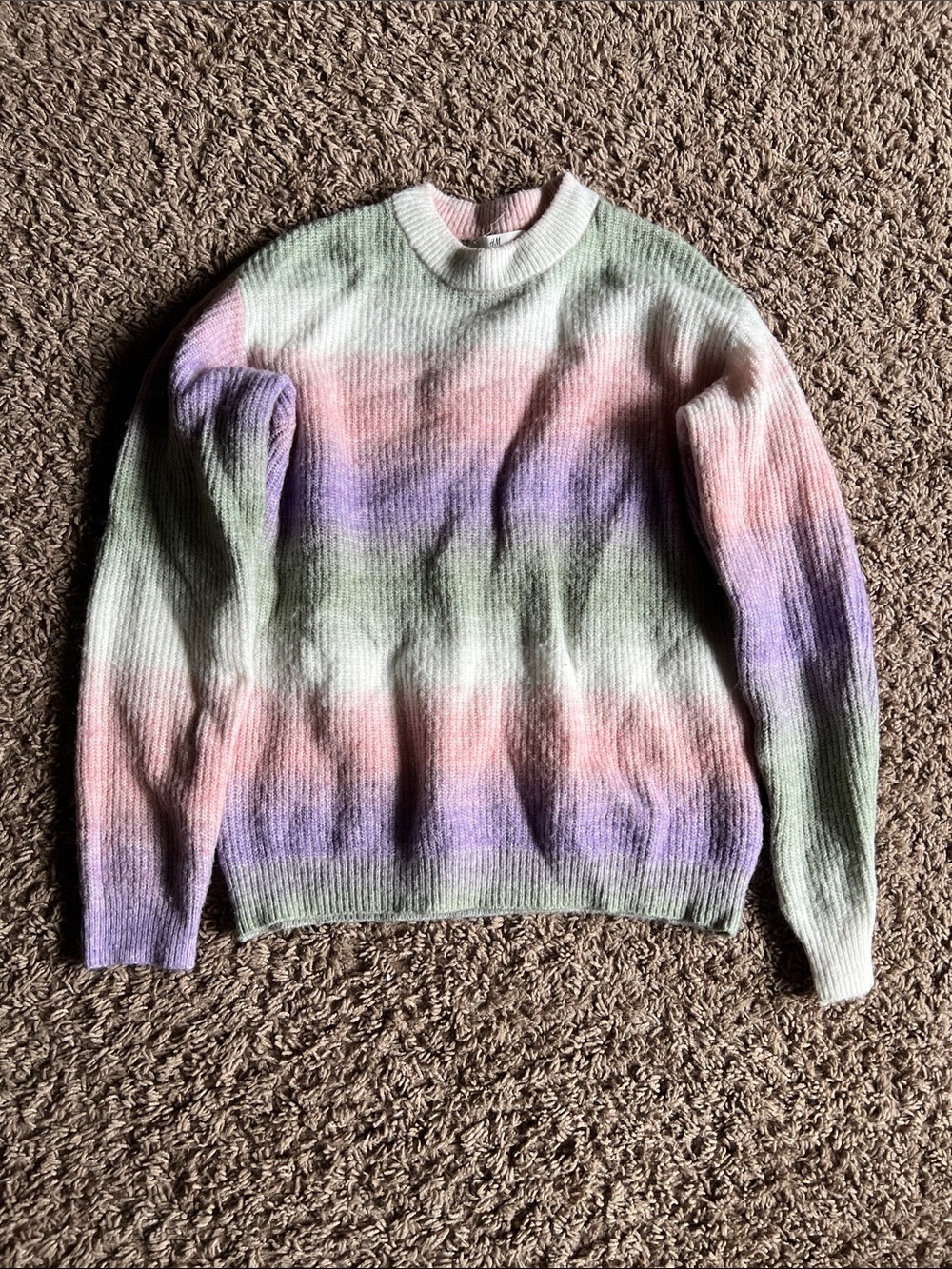 H&M Pastel Striped Crewneck Sweater - Pink, Green, Purple, Cream